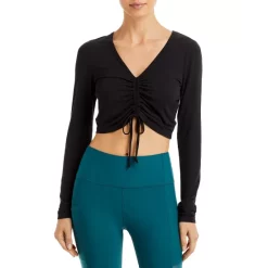 Hot Sale 🎉 AQUA Adjustable Ruched Cropped Top - 100% Exclusive Black 🎉