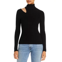 Buy ⭐ AQUA Cutout Turtleneck Cashmere Sweater - 100% Exclusive Black ⭐