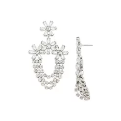 Cheapest 🤩 AQUA Crystal Floral Chandelier Earrings - 100% Exclusive Silver 🔥