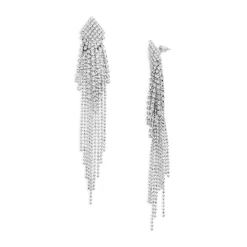 Hot Sale ✔️ AQUA Gem Fringe Drop Earrings - 100% Exclusive Silver ✔️