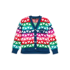 Flash Sale 🎉 AQUA 👏 Girls' Smile Hearts Jacquard Cardigan, Big Kid - 100% Exclusive Rainbow Multi ✔️