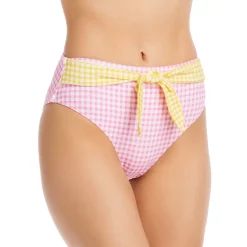 Cheapest ❤️ AQUA Printed High Leg 🔔 Bikini Bottoms Pink ❤️