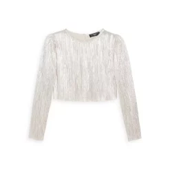 Hot Sale π AQUA π Girls' Metallic Plisse Top - Big Kid - 100% Exclusive Rose Foil β€οΈ