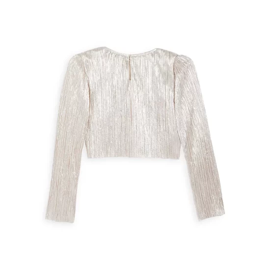 Hot Sale 😀 AQUA 😀 Girls' Metallic Plisse Top - Big Kid - 100% Exclusive Rose Foil ❤️ 2 Hot Sale 😀 AQUA 😀 Girls' Metallic Plisse Top - Big Kid - 100% Exclusive Rose Foil ❤️ - Image 2