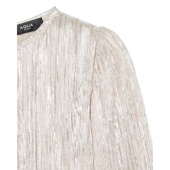 Hot Sale 😀 AQUA 😀 Girls' Metallic Plisse Top - Big Kid - 100% Exclusive Rose Foil ❤️ 3 Hot Sale 😀 AQUA 😀 Girls' Metallic Plisse Top - Big Kid - 100% Exclusive Rose Foil ❤️ - Image 3