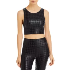 Hot Sale โ๏ธ AQUA Houndstooth Medium Impact Sports Bra - 100% Exclusive Black ๐