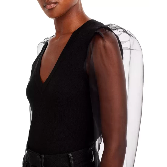 Cheapest ๐คฉ AQUA Chiffon Balloon Sleeve Top - 100% Exclusive Black โ 4 Cheapest ๐คฉ AQUA Chiffon Balloon Sleeve Top - 100% Exclusive Black โ - Image 4