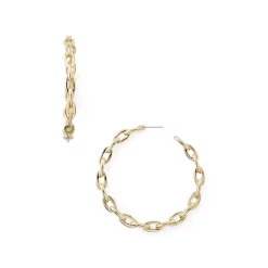 Wholesale 🛒 AQUA Plain Link Hoop Earrings - 100% Exclusive Gold 👍
