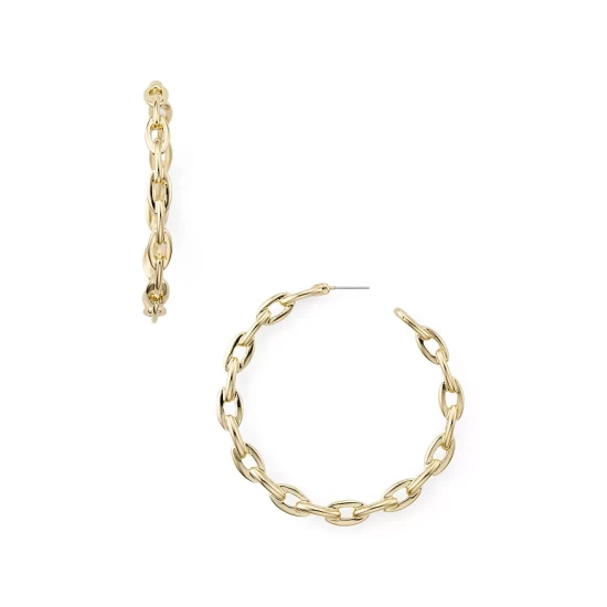 Wholesale ๐ AQUA Plain Link Hoop Earrings - 100% Exclusive Gold ๐ 1 Wholesale ๐ AQUA Plain Link Hoop Earrings - 100% Exclusive Gold ๐