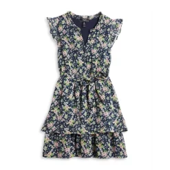 Cheapest 🌟 AQUA Girls' Ruffle Flutter-Printed Dress, Big Kid - 100% Exclusive Blue/green ⌛