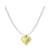 Best deal ⭐ AQUA Heart Charm Freshwater Pearl Beaded Pendant Necklace In 18K Gold Plated Sterling Silver, 15.5"-17.5" - 100% Exclusive White/gold ✔️