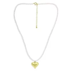 Best deal ⭐ AQUA Heart Charm Freshwater Pearl Beaded Pendant Necklace In 18K Gold Plated Sterling Silver, 15.5"-17.5" - 100% Exclusive White/gold ✔️ -AQUA Elegant shop unnamed file 4386
