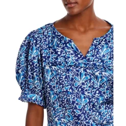 Buy ⭐ AQUA Split Neck Puff Sleeve Top - 100% Exclusive Blue Multi ✔️ -AQUA Elegant shop unnamed file 4417