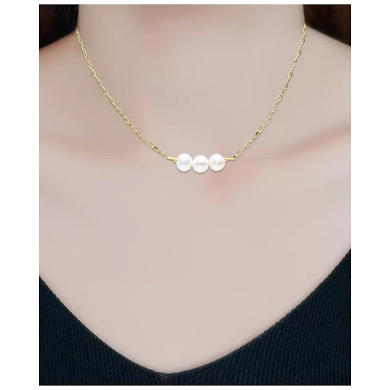 Coupon ⭐ AQUA Freshwater Pearl Trio Paperclip Chain Collar Necklace In 18K Gold Plated Sterling Silver, 15.5"-17.5" - 100% Exclusive White/gold ⌛ 2 Coupon ⭐ AQUA Freshwater Pearl Trio Paperclip Chain Collar Necklace In 18K Gold Plated Sterling Silver, 15.5"-17.5" - 100% Exclusive White/gold ⌛ - Image 2