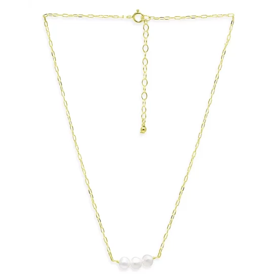 Coupon ⭐ AQUA Freshwater Pearl Trio Paperclip Chain Collar Necklace In 18K Gold Plated Sterling Silver, 15.5"-17.5" - 100% Exclusive White/gold ⌛ 3 Coupon ⭐ AQUA Freshwater Pearl Trio Paperclip Chain Collar Necklace In 18K Gold Plated Sterling Silver, 15.5"-17.5" - 100% Exclusive White/gold ⌛ - Image 3