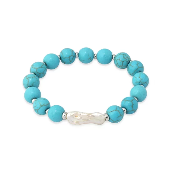 Deals 💯 AQUA Howlite Chryscolla Bead & Pearl Stretch Bracelet - 100% Exclusive Blue/white 😀 1 Deals 💯 AQUA Howlite Chryscolla Bead & Pearl Stretch Bracelet - 100% Exclusive Blue/white 😀