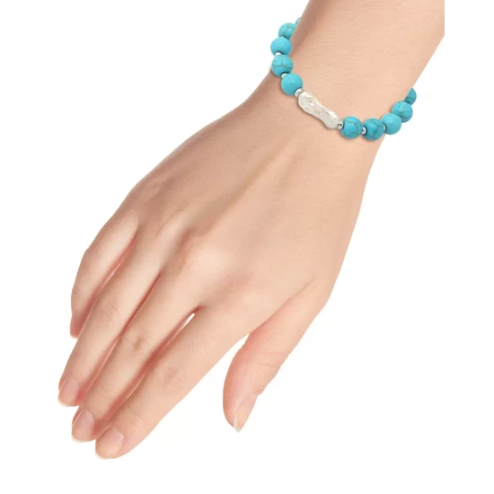 Deals 💯 AQUA Howlite Chryscolla Bead & Pearl Stretch Bracelet - 100% Exclusive Blue/white 😀 2 Deals 💯 AQUA Howlite Chryscolla Bead & Pearl Stretch Bracelet - 100% Exclusive Blue/white 😀 - Image 2