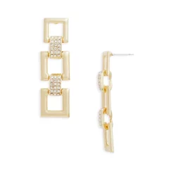 Best reviews of 👏 AQUA Pavé Square Link Drop Earrings In 18K Gold Plated - 100% Exclusive ❤️