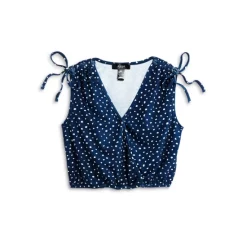 Promo ⭐ AQUA Girls' Ruched Tie Tank, Big Kid - 100% Exclusive Navy/white 🤩