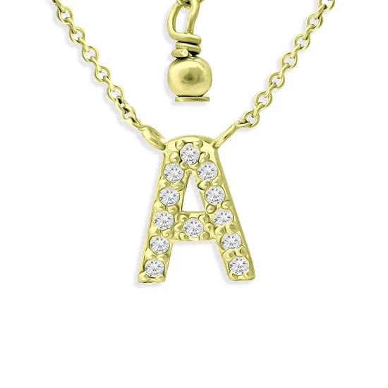 Best Sale ⌛ AQUA Pavé Initial Pendant Necklace In 18K Gold Plated Sterling Silver, 15"-17" - 100% Exclusive ✨ 1 Best Sale ⌛ AQUA Pavé Initial Pendant Necklace In 18K Gold Plated Sterling Silver, 15"-17" - 100% Exclusive ✨