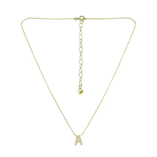 Best Sale ⌛ AQUA Pavé Initial Pendant Necklace In 18K Gold Plated Sterling Silver, 15"-17" - 100% Exclusive ✨ 4 Best Sale ⌛ AQUA Pavé Initial Pendant Necklace In 18K Gold Plated Sterling Silver, 15"-17" - 100% Exclusive ✨ - Image 4