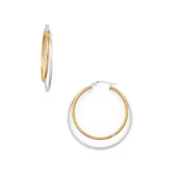 Best Sale 🔔 AQUA Double Hoop Earrings In 18K Gold-Plated Sterling Silver And Sterling Silver - 100% Exclusive Two Tone 🎁