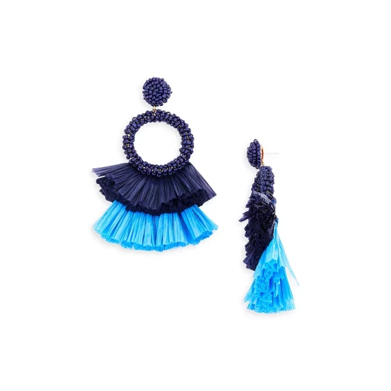 Cheapest ⌛ AQUA Beaded Raffia Tassel Statement Earrings - 100% Exclusive Blue 😍 1 Cheapest ⌛ AQUA Beaded Raffia Tassel Statement Earrings - 100% Exclusive Blue 😍