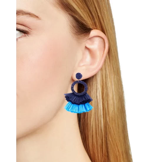 Cheapest ⌛ AQUA Beaded Raffia Tassel Statement Earrings - 100% Exclusive Blue 😍 2 Cheapest ⌛ AQUA Beaded Raffia Tassel Statement Earrings - 100% Exclusive Blue 😍 - Image 2