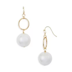 Brand new ๐ AQUA Circle & Imitation Pearl Drop Earrings In Gold Tone - 100% Exclusive White/gold โ๏ธ
