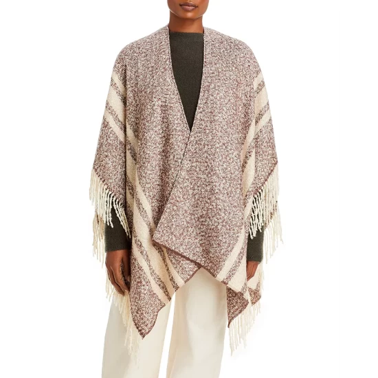 New 🥰 AQUA Striped Bouclé Ruana - 100% Exclusive Brown/cream 🥰 1 New 🥰 AQUA Striped Bouclé Ruana - 100% Exclusive Brown/cream 🥰