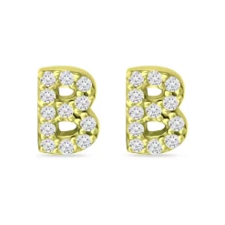 Budget ✨ AQUA Pavé Initial Stud Earrings In 18K Gold Plated Sterling Silver - 100% Exclusive 🧨 -AQUA Elegant shop unnamed file 4562