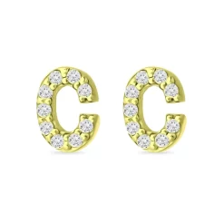 Budget ✨ AQUA Pavé Initial Stud Earrings In 18K Gold Plated Sterling Silver - 100% Exclusive 🧨 -AQUA Elegant shop unnamed file 4563