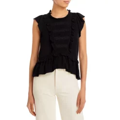 Budget ๐คฉ AQUA Ruffle Trim Flutter Sleeve Top - 100% Exclusive Black ๐