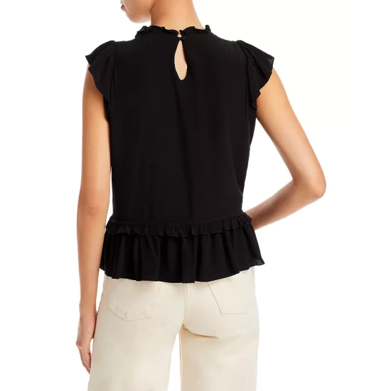 Budget π€© AQUA Ruffle Trim Flutter Sleeve Top - 100% Exclusive Black π 3 Budget π€© AQUA Ruffle Trim Flutter Sleeve Top - 100% Exclusive Black π - Image 3