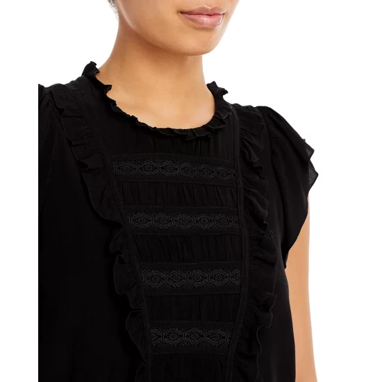 Budget π€© AQUA Ruffle Trim Flutter Sleeve Top - 100% Exclusive Black π 4 Budget π€© AQUA Ruffle Trim Flutter Sleeve Top - 100% Exclusive Black π - Image 4