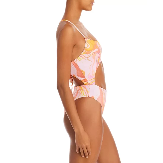 Deals 🔔 AQUA Swirl Print Cutout One Piece Swimsuit - 100% Exclusive Pink Multi ✔️ 3 Deals 🔔 AQUA Swirl Print Cutout One Piece Swimsuit - 100% Exclusive Pink Multi ✔️ - Image 3