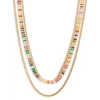 Deals ⭐ AQUA Multicolor Crystal Strand And Herringbone Chain Layered Necklace In Gold Tone, 16"-18" - 100% Exclusive 💯