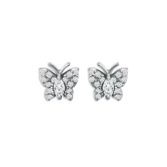 Discount 🔔 AQUA Butterfly Silver Stud Earrings - 100% Exclusive 😉 3 Discount 🔔 AQUA Butterfly Silver Stud Earrings - 100% Exclusive 😉 - Image 3