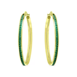 Wholesale ⭐ AQUA Created Green Quartz Hoop Earrings In 18K Gold Plated Sterling Silver - 100% Exclusive Green/gold 👍