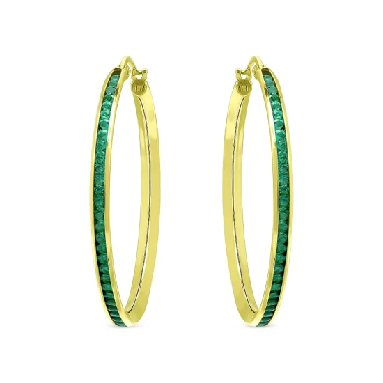 Wholesale ⭐ AQUA Created Green Quartz Hoop Earrings In 18K Gold Plated Sterling Silver - 100% Exclusive Green/gold 👍 1 Wholesale ⭐ AQUA Created Green Quartz Hoop Earrings In 18K Gold Plated Sterling Silver - 100% Exclusive Green/gold 👍