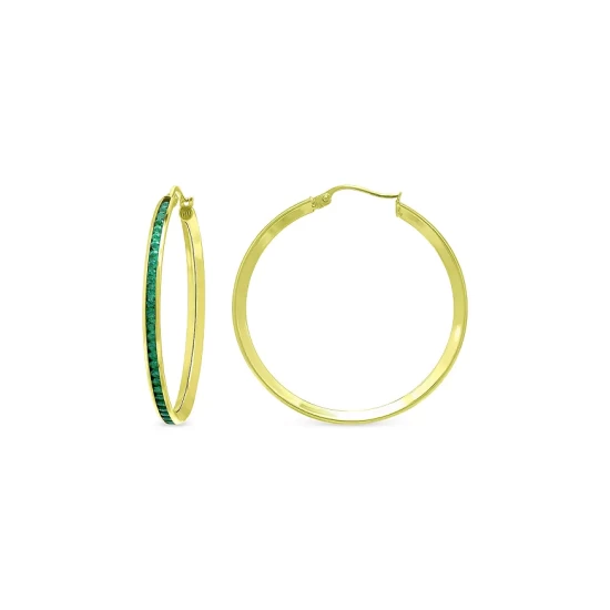 Wholesale ⭐ AQUA Created Green Quartz Hoop Earrings In 18K Gold Plated Sterling Silver - 100% Exclusive Green/gold 👍 3 Wholesale ⭐ AQUA Created Green Quartz Hoop Earrings In 18K Gold Plated Sterling Silver - 100% Exclusive Green/gold 👍 - Image 3