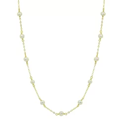 Promo 🔥 AQUA Cultured Freshwater Pearl Station Necklace, 15.5"-17.5" - 100% Exclusive White/gold 😉