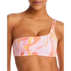 Outlet ๐งจ AQUA Swirl Print One Shoulder Bikini Top - 100% Exclusive Pink Multi ๐