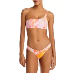 Outlet 🧨 AQUA Swirl Print One Shoulder Bikini Top - 100% Exclusive Pink Multi 🌟 -AQUA Elegant shop unnamed file 4665