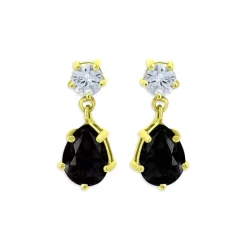 Wholesale ❤️ AQUA Two Tone Pear Drop Earrings In 18K Gold-Plated Sterling Silver - 100% Exclusive Black/silver 👏