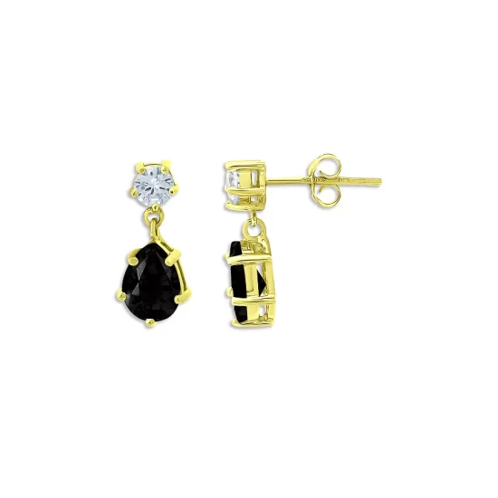 Wholesale โค๏ธ AQUA Two Tone Pear Drop Earrings In 18K Gold-Plated Sterling Silver - 100% Exclusive Black/silver ๐ 3 Wholesale โค๏ธ AQUA Two Tone Pear Drop Earrings In 18K Gold-Plated Sterling Silver - 100% Exclusive Black/silver ๐ - Image 3