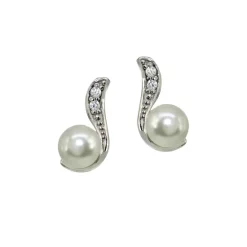 Deals 🥰 AQUA Pavé Accent & Cultured Pearl Drop Earrings - 100% Exclusive White/silver 🥰