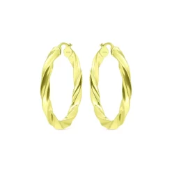 Best Sale ⌛ AQUA Twist Oval Hoop Earrings In 18K Gold Plated Silver - 100% Exclusive ✔️