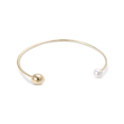 Best reviews of 😍 AQUA Pearl Bangle Bracelet In 14K Gold Plated - 100% Exclusive White/gold ⭐