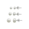 Top 10 🤩 AQUA Cultured Freshwater Pearl Stud Earrings Set, Set Of 3 - 100% Exclusive White/silver ⌛